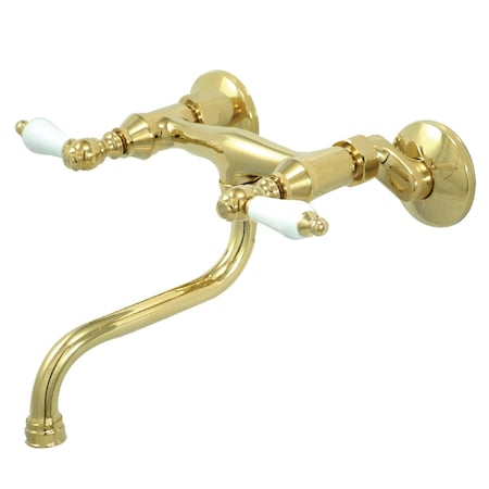 Kingston Brass KS516PB Two-Handle Wall Mount Bathroom Faucet, Polished Brass KS516PB